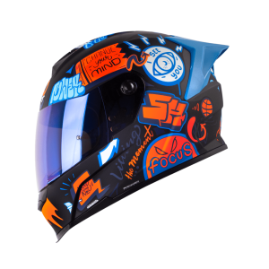 Casco moto Shaft 502sp Beat negro naranja + Mica de color