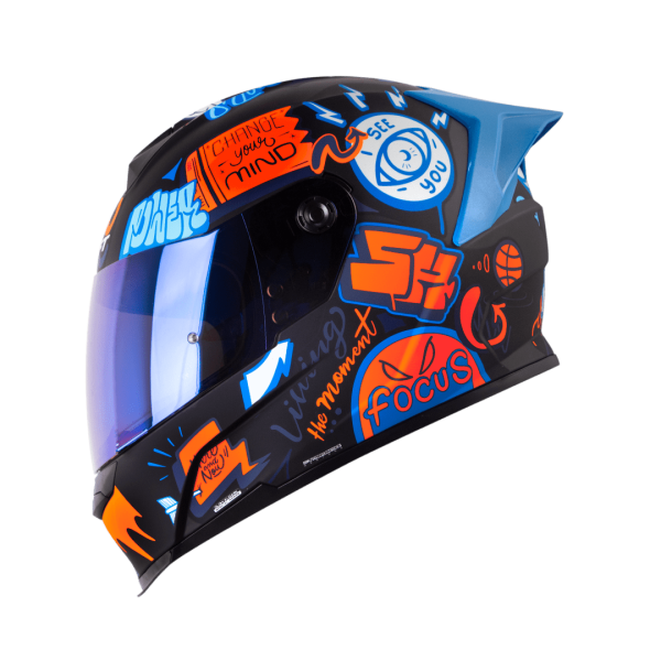 Casco moto Shaft 502sp Beat negro naranja + Mica de color