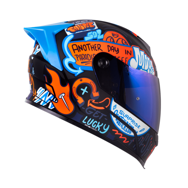 Casco moto Shaft 502sp Beat negro naranja + Mica de color - Imagen 2