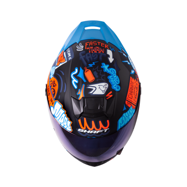 Casco moto Shaft 502sp Beat negro naranja + Mica de color - Imagen 4