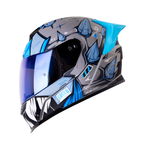 Casco moto Shaft 502sp Eldymon gris azul + Mica de color