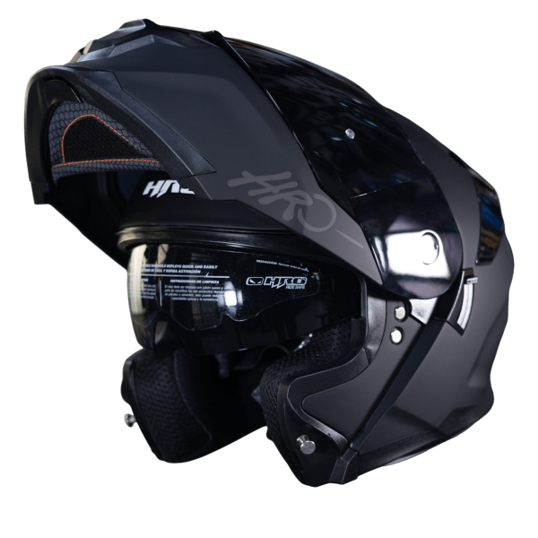Casco Abatible Moto HRO 3440Dv Solid Negro Smoke - Imagen 2