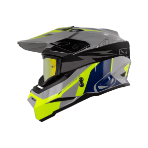 Casco Moto HRO Mx03 Overkill Gris Amarillo Enduro Motocross antiparra