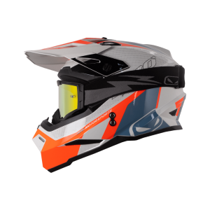 Casco Moto HRO Mx03 Overkill Gris Naranja Enduro Motocross antiparra