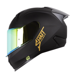 Casco Shaft SH-560 solid negro dorado + Mica de regalo