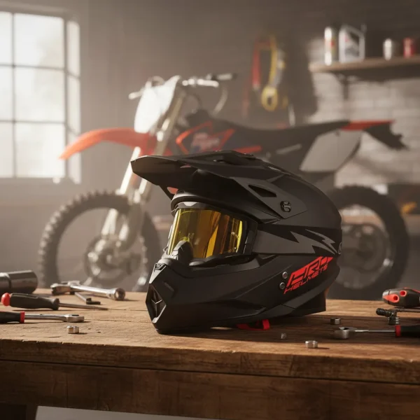 Casco Moto HRO Mx03 Solid Negro Rojo Enduro Motocross antiparra - Imagen 4