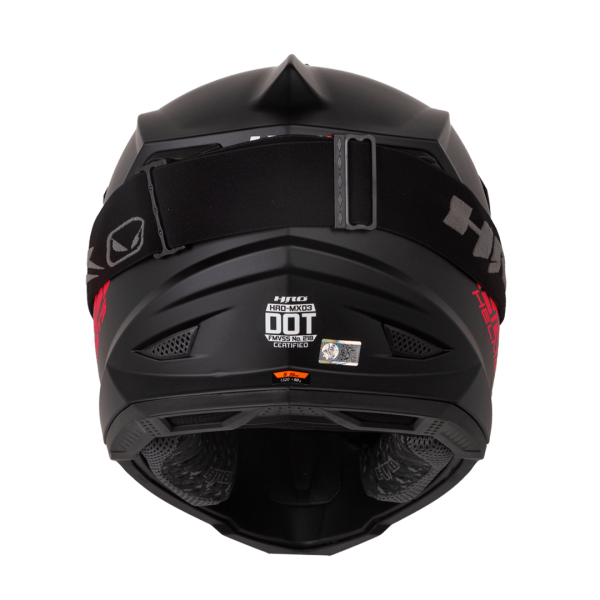 Casco Moto HRO Mx03 Solid Negro Rojo Enduro Motocross antiparra - Imagen 3