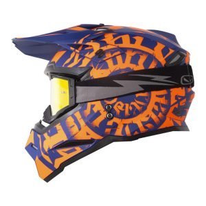 Casco Moto HRO Mx03 Lettering Azul Motocross antiparra
