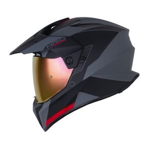 Casco moto HRO MX-340DV Long Gris Rojo Multipropósito